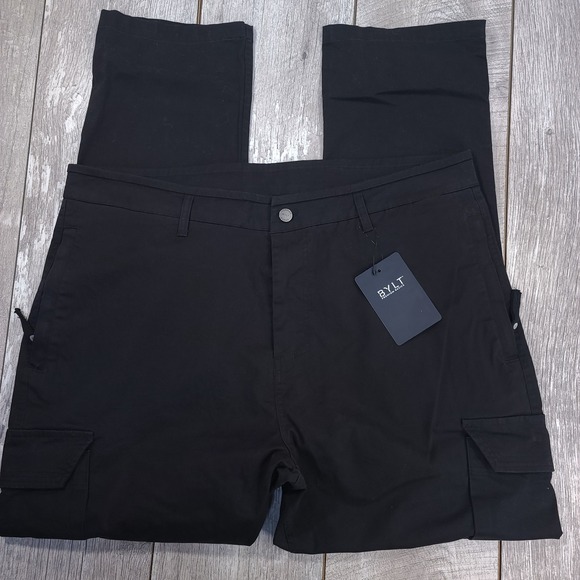 BYLT Mens Cargo Pant Size 40x32 Black Stretch Straight Cotton Premium Basics - Picture 4 of 11